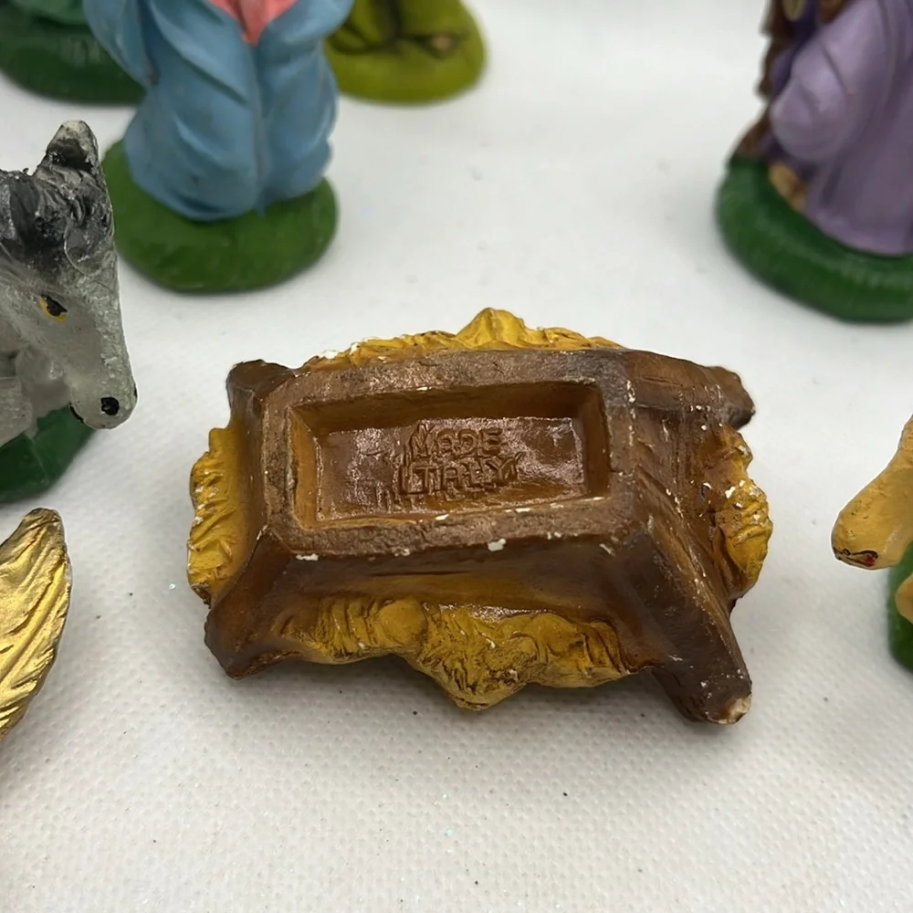 Vintage Italy Nativity Set 12 Piece chalkware holiday baby Jesus manger Christma